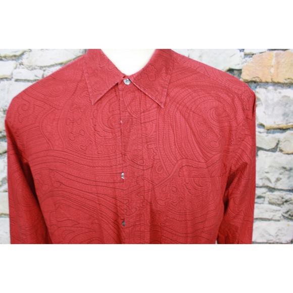 KENNETH COLE Men's Shirt Fashionable Red Paisley All Cotton Luxurious Quality XL - Picture 3 of 8